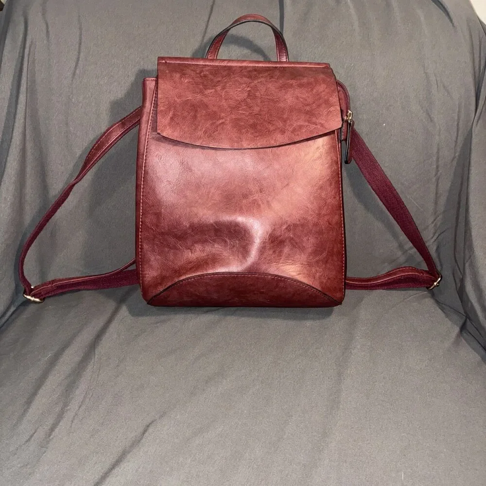 Convertible backpack and shoulder Maroon/Burgundy
